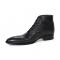 Duca Di Matiste "Lauro" Black Genuine Italian Calf Leather Quilt Print Ankle Boots.